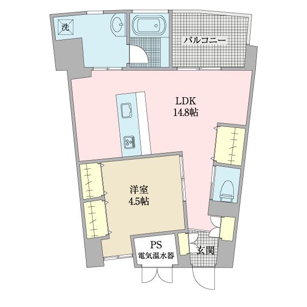 トレディアすわの杜(1LDK/4階)の間取り写真
