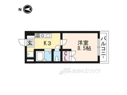 カーサソラッツオ2番館(1K/6階)の間取り写真