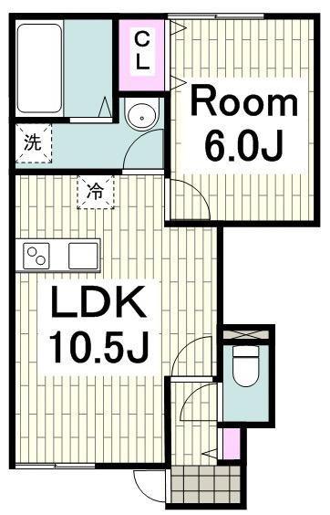 アンソレイエ(1LDK/1階)の間取り写真