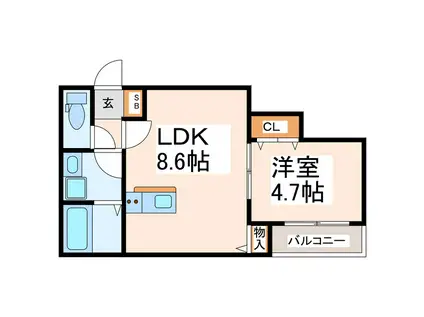 メゾンクレール新町(1LDK/2階)の間取り写真