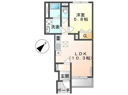 ラピスライフ(1LDK/1階)の間取り写真