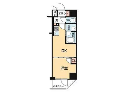 ハーモニーレジデンス大塚山手インサイド(1DK/8階)の間取り写真