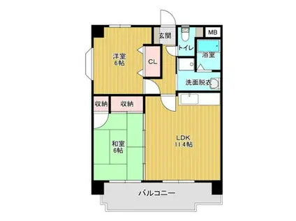 オービィング東野(2LDK/4階)の間取り写真