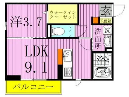 グランバニアB棟(1LDK/1階)の間取り写真