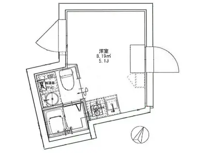 RSC目黒(ワンルーム/3階)の間取り写真