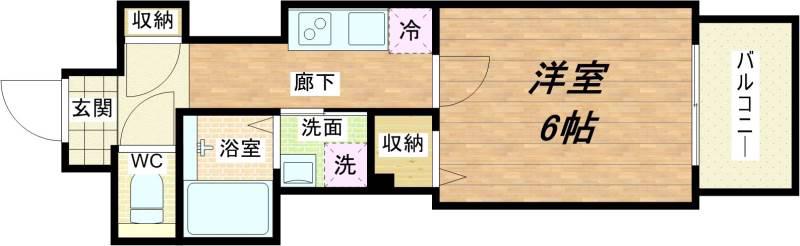 BONNY(1K/6階)の間取り写真