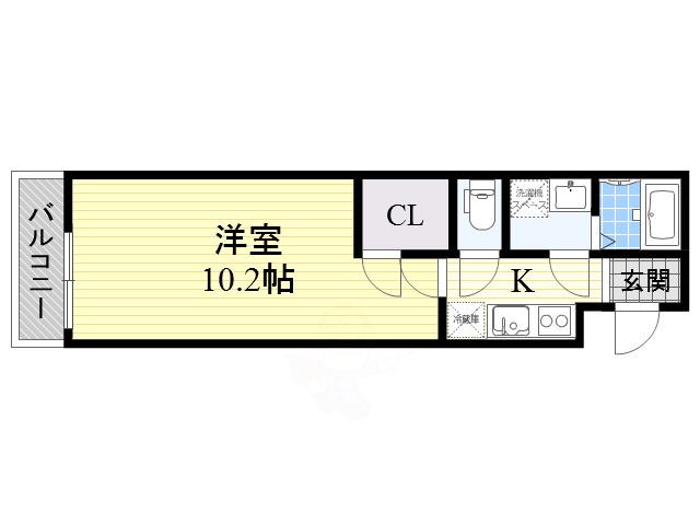 フジパレス杉本町3番館(1K/3階)の間取り写真