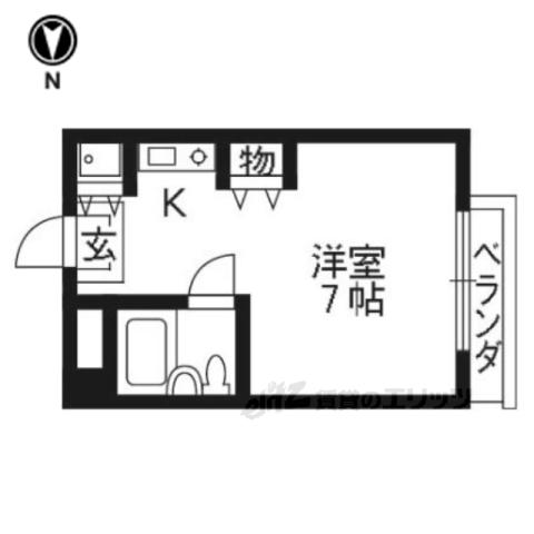 デュ北白川(ワンルーム/2階)の間取り写真