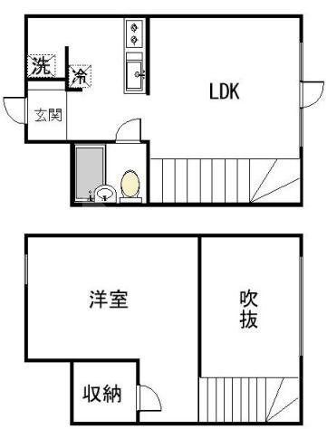 カーサハーツ(1LDK/2階)の間取り写真