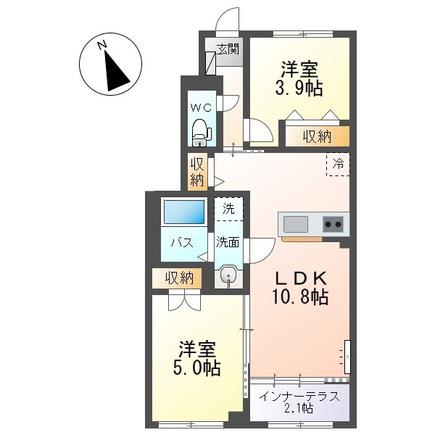 COMFORT LUMINOUS(2LDK/1階)の間取り写真