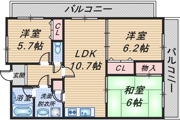 TOC21(3LDK/9階)の間取り写真