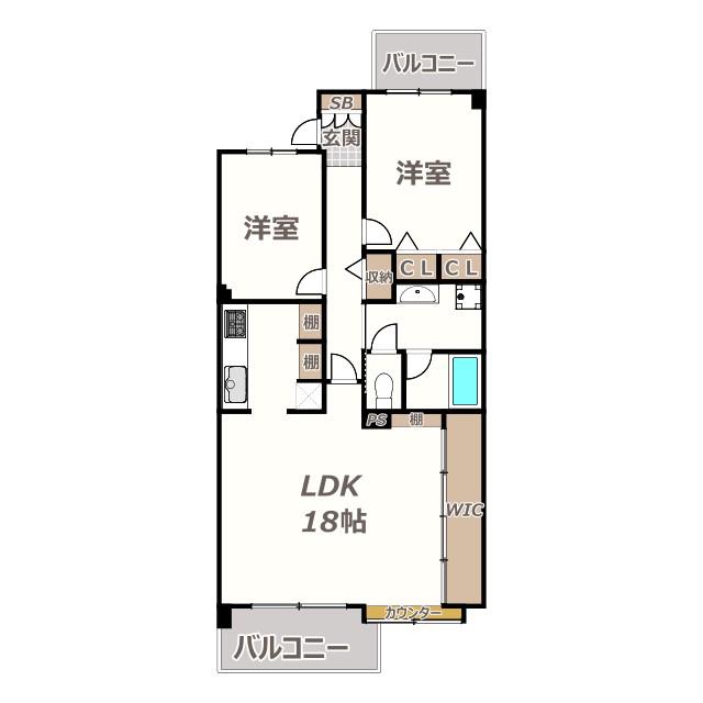 パークサイド駒川(2LDK/2階)の間取り写真