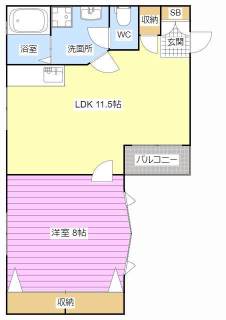 ソレイユ(1LDK/2階)の間取り写真
