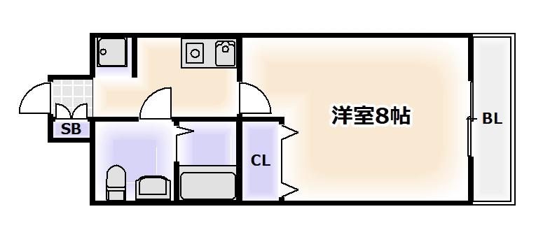 ドミール桜川(1K/8階)の間取り写真
