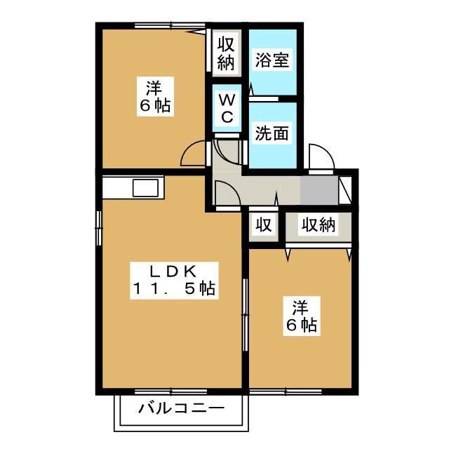 ポルックス(2LDK/2階)の間取り写真
