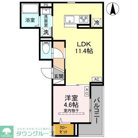 ノーブルラフィネ蕨(1LDK/2階)の間取り写真