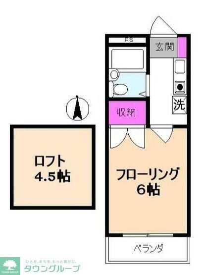 アルテせき(1K/1階)の間取り写真