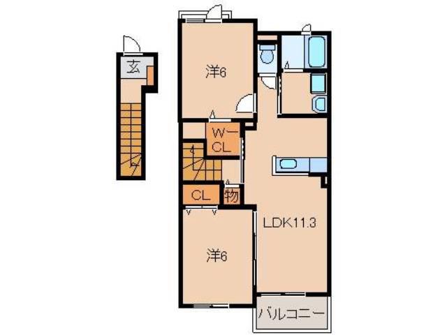 オーブ II(2LDK/2階)の間取り写真