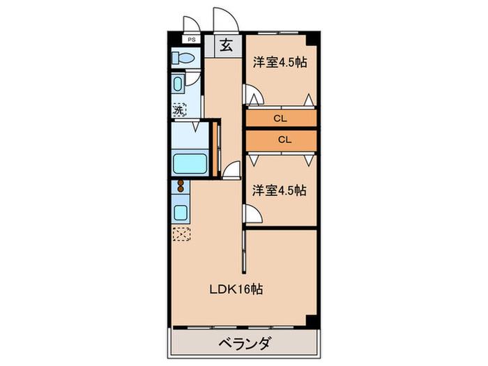 パレススメールA(2LDK/2階)の間取り写真