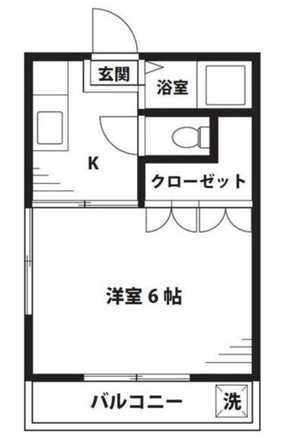 フェリスタ上矢部(1K/2階)の間取り写真