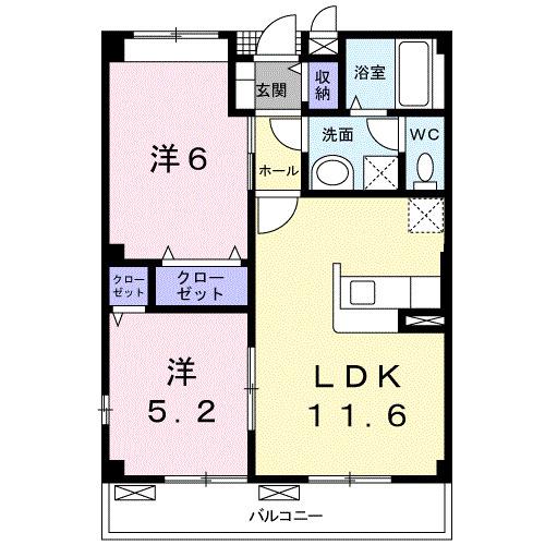 ラップトップ(2LDK/2階)の間取り写真