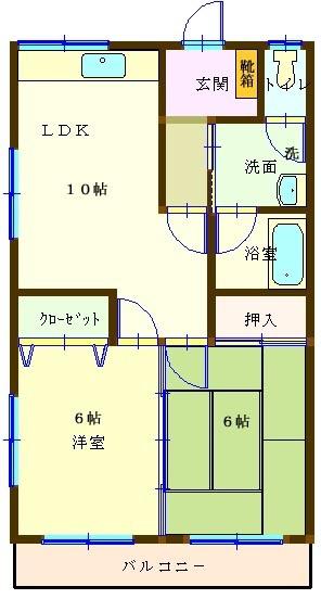 ビックヒルズ・タカザワ(2LDK/2階)の間取り写真