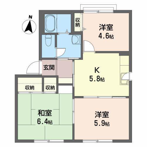 コンフォルタ藤沢町E(3K/1階)の間取り写真