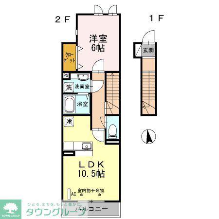 シャルムA(1LDK/2階)の間取り写真