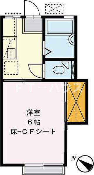 ロータスハイツB棟(1K/2階)の間取り写真