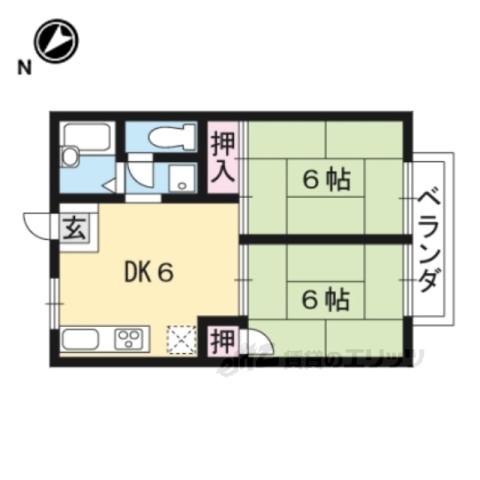 プレジール礒田(2DK/1階)の間取り写真