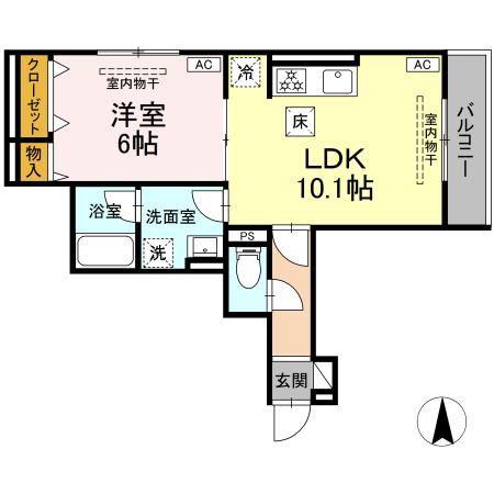 パラディーゾ湘南(1LDK/1階)の間取り写真