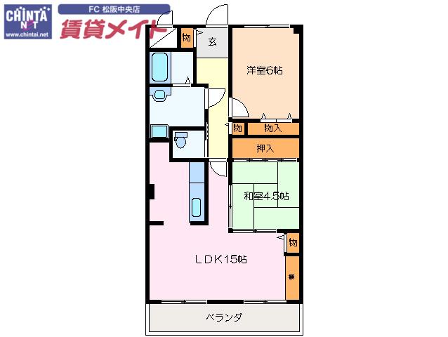 ハートレジデンス塚本(2LDK/1階)の間取り写真