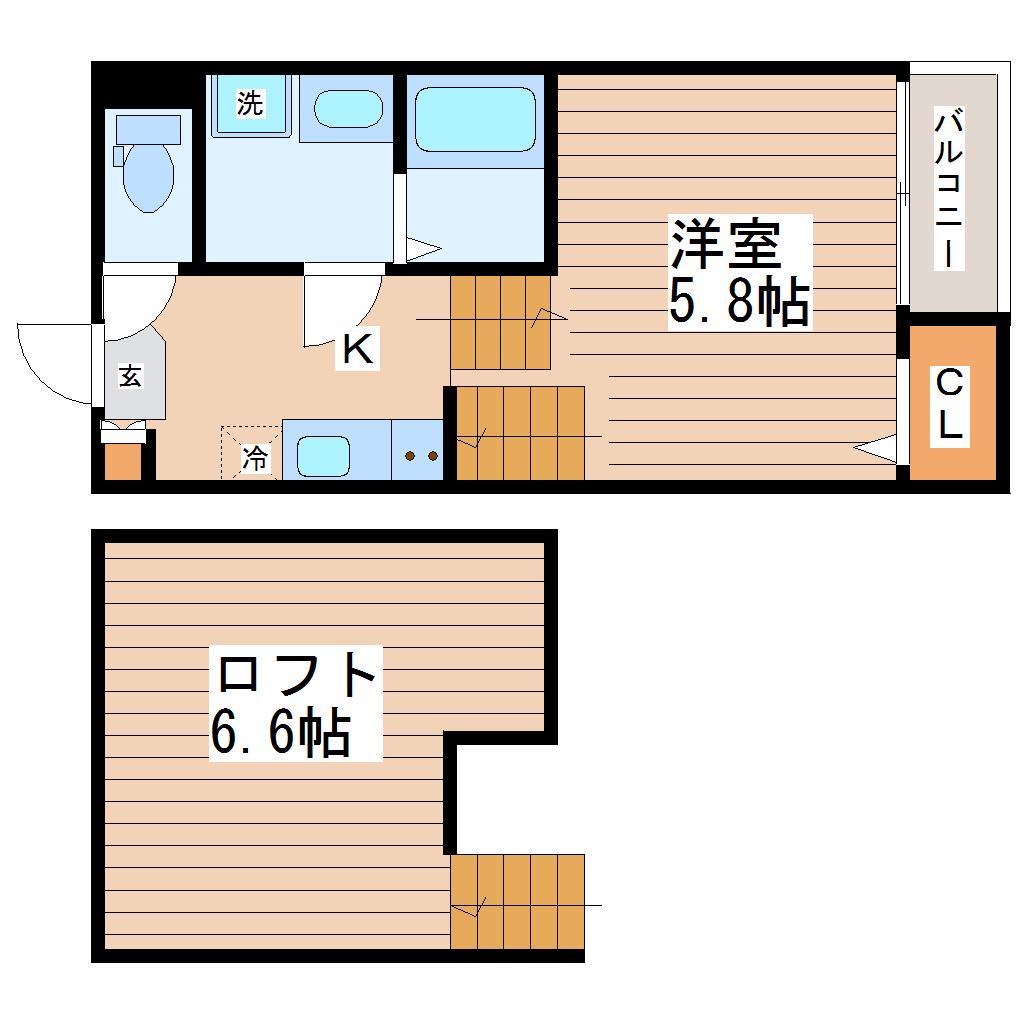 ヴィレッタ3110(1K/2階)の間取り写真