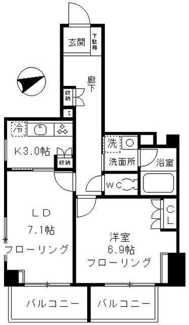 ファインクレスト上目黒(1LDK/3階)の間取り写真