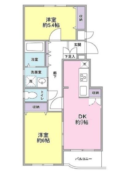 白山坂ハウス(2DK/3階)の間取り写真