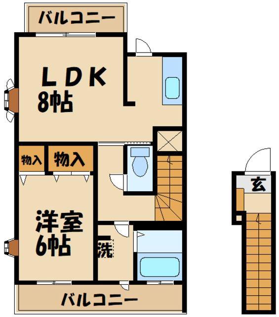 S・フラッツ(1LDK/1階)の間取り写真