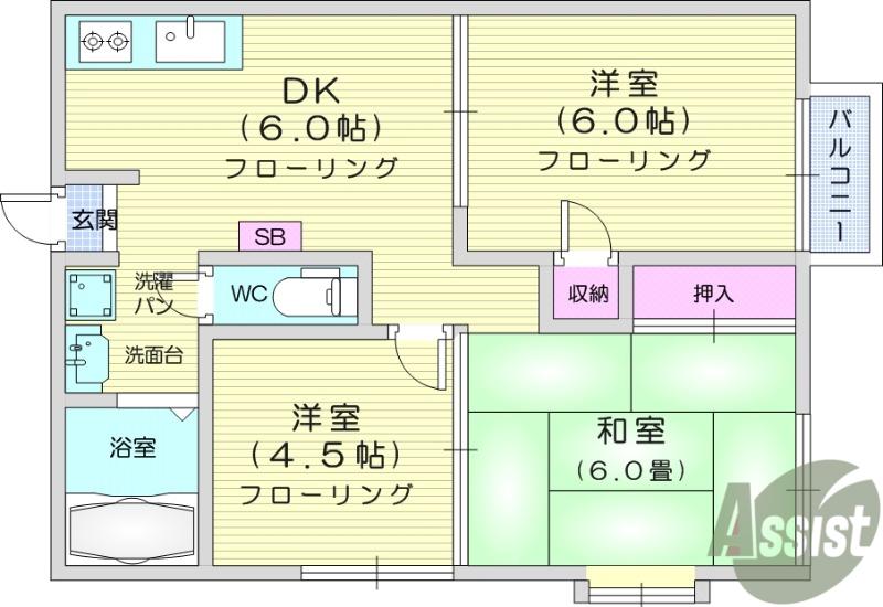 セフィラヒルズ(3DK/2階)の間取り写真