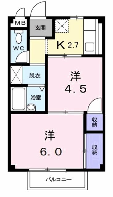 エルディム介良(2K/2階)の間取り写真