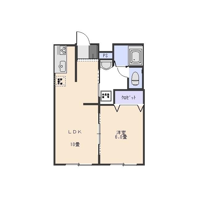 ベルデュールI(1LDK/1階)の間取り写真
