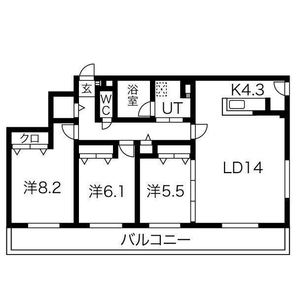 レインボーロード宮の森(3LDK/4階)の間取り写真