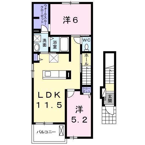 カレント・美郷III(2LDK/2階)の間取り写真