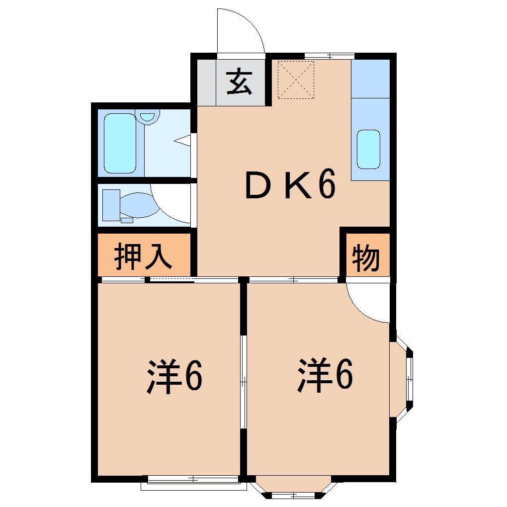 パレス伊達(2DK/2階)の間取り写真