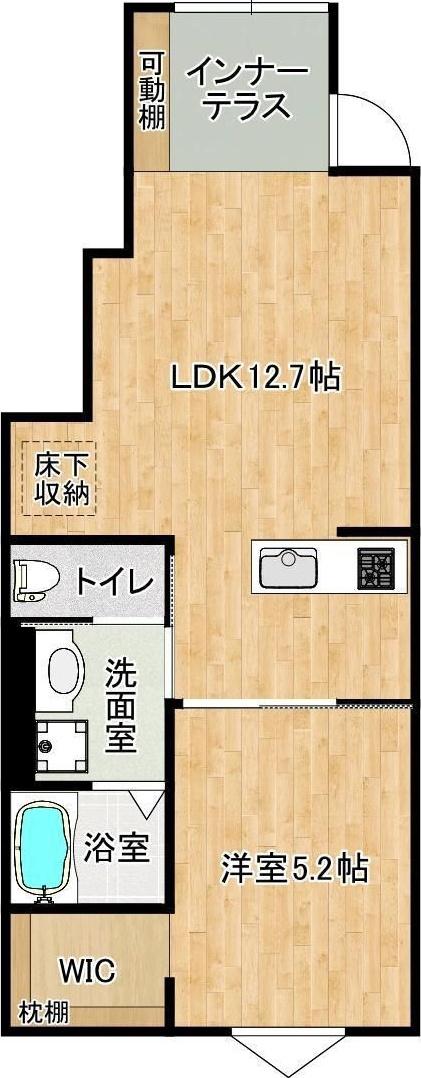 GROOM泗水A(1LDK/1階)の間取り写真