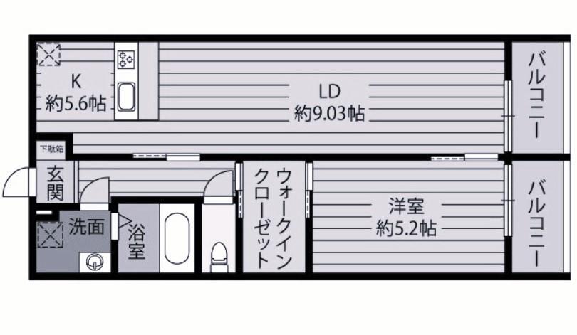 REGINA勢家(1LDK/3階)の間取り写真