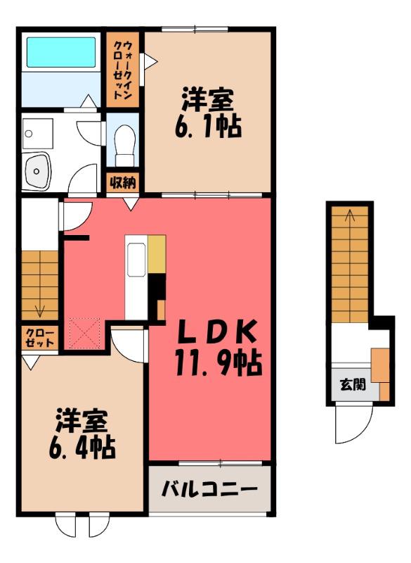 グランテラス V(2LDK/2階)の間取り写真