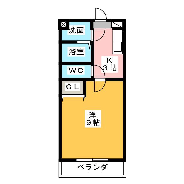 ブリアール(1K/4階)の間取り写真