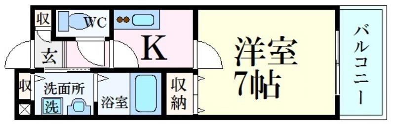 ネオクオーツ神屋 壱番館(1K/2階)の間取り写真