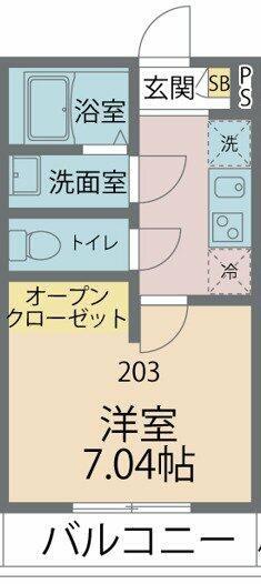 カインドネス矢部(1K/2階)の間取り写真
