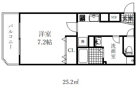 シュマンセプト 神戸(1K/1階)の間取り写真