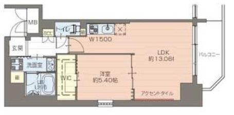 プレジオ鎗屋町(1LDK/11階)の間取り写真